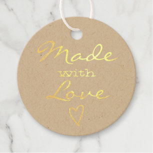 Aus Liebe mit Heart Brown Rustic Kraft Paper herge Geschenkanhänger