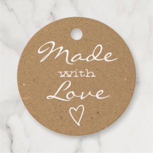 Aus Liebe mit Heart Brown Rustic Kraft Paper herge Geschenkanhänger