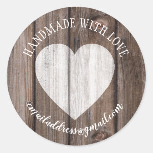 Aus Liebe mit Namen Holzherz Runder Aufkleber