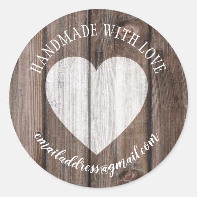 Aus Liebe mit Namen Holzherz Runder Aufkleber (Vorderseite)