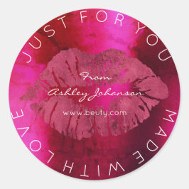 Aus Liebe mit rotem Lipstick, Burgundy Makeup Lips Runder Aufkleber