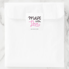 Aus Liebe Personalisiert rosa Quadrat Aufkleber 3