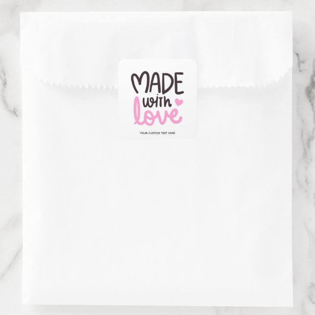 Aus Liebe Personalisiert rosa Quadrat Aufkleber 5 (Tasche)