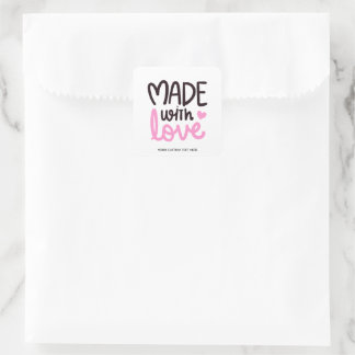 Aus Liebe Personalisiert rosa Quadrat Aufkleber 5