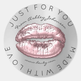 Aus Liebe Rosa Kiss Gray Makeup Lippen Runder Aufkleber