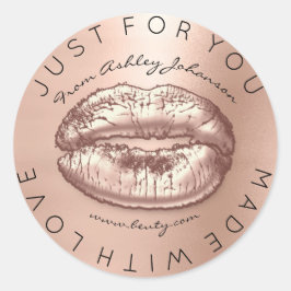 Aus Liebe rosa Kiss Rose Gold Makeup Lippen Runder Aufkleber