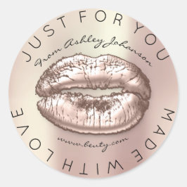 Aus Liebe Rose Kiss Pink Pearly Makeup Lips Runder Aufkleber