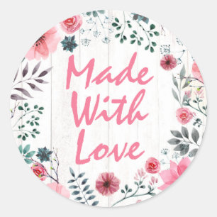 Aus Liebe Rustikales Shabby Chic Rose Anemon Runder Aufkleber