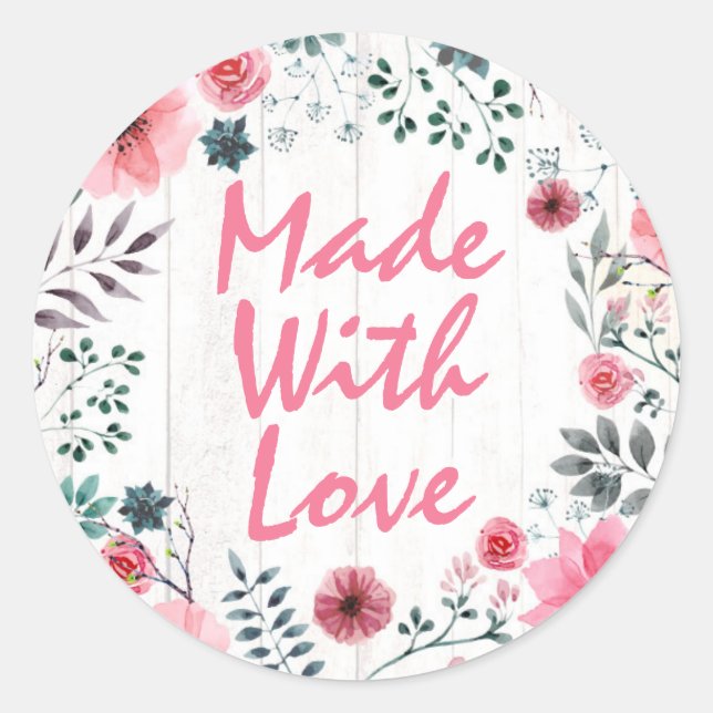 Aus Liebe Rustikales Shabby Chic Rose Anemon Runder Aufkleber (Vorderseite)