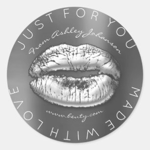 Aus Liebe Silber Lipstick, grau Makeup Lippen Runder Aufkleber