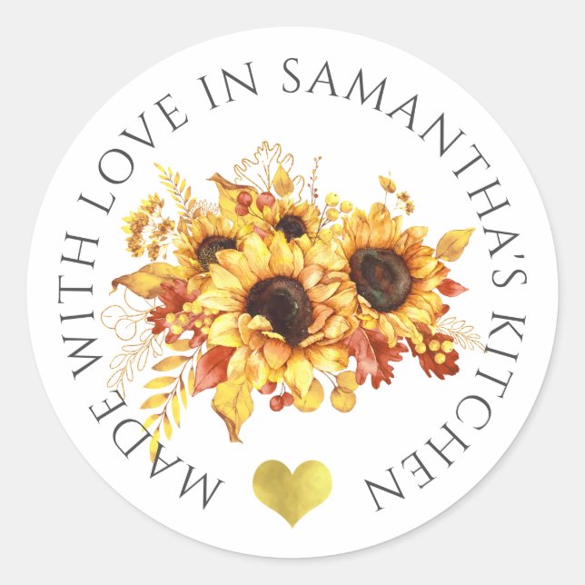 Aus Liebe Sonnenblume Runder Aufkleber (Vorderseite)