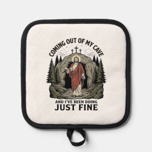 Aus meiner Höhle kommend Vintage Religiös Lustiges Topflappen