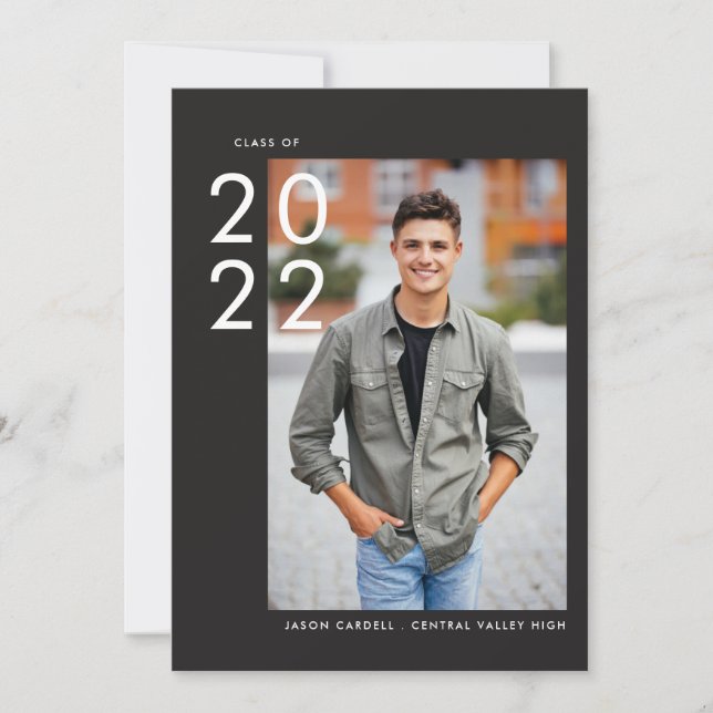 Aus-Mitte | Dunkel | FOTO ABSCHLUSS Einladung (Vorderseite)