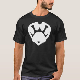 Aus Papier geschnittener Hundepfote und Herzform T-Shirt