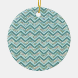 Aus Perlmutt aquamariner Zickzack Keramik Ornament