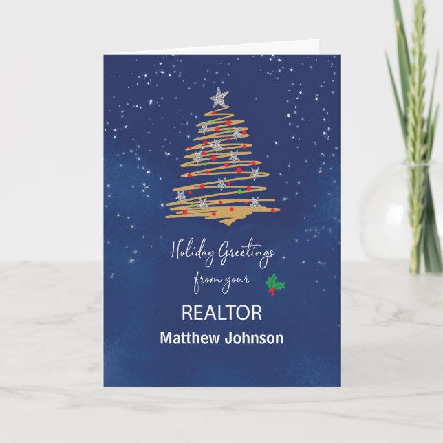Aus Realtor Weihnachtsbaum anpassbarer Name Karte (Vorderseite)