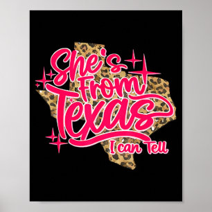 aus Texas kann man Retro-Leopard Texas Mädchen sag Poster