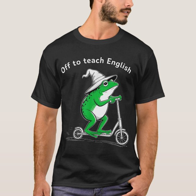 Aus, um Englisch Scooter Frog Esl Lehrer T-Shirt (Vorderseite)