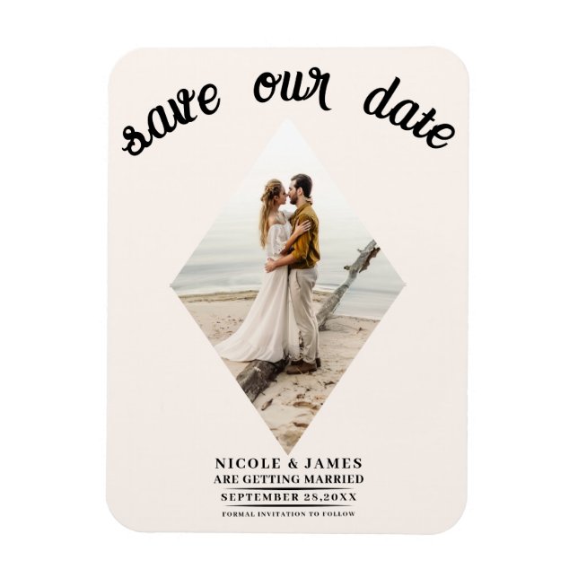 Aus weißem Diamant-Foto Hochzeit sparen Sie das Da Magnet (Vertikal)