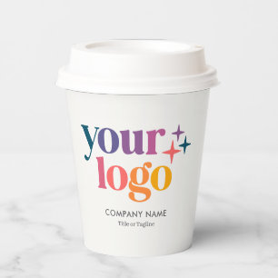 Aus weißem, einfachem Minimal-Logo Pappbecher