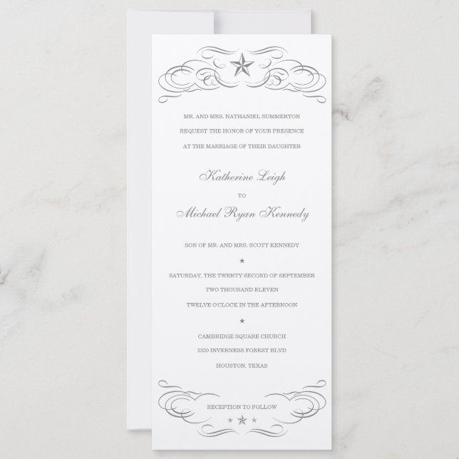Aus weißem Filzpapier Lone Star Hochzeit Einladung (Vorderseite)