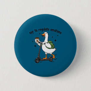 Aus zur Regulierung der Emotionen lustige Gans auf Button