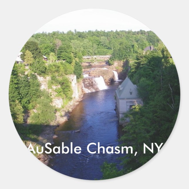 AuSable Chasm, NY Runder Aufkleber (Vorderseite)