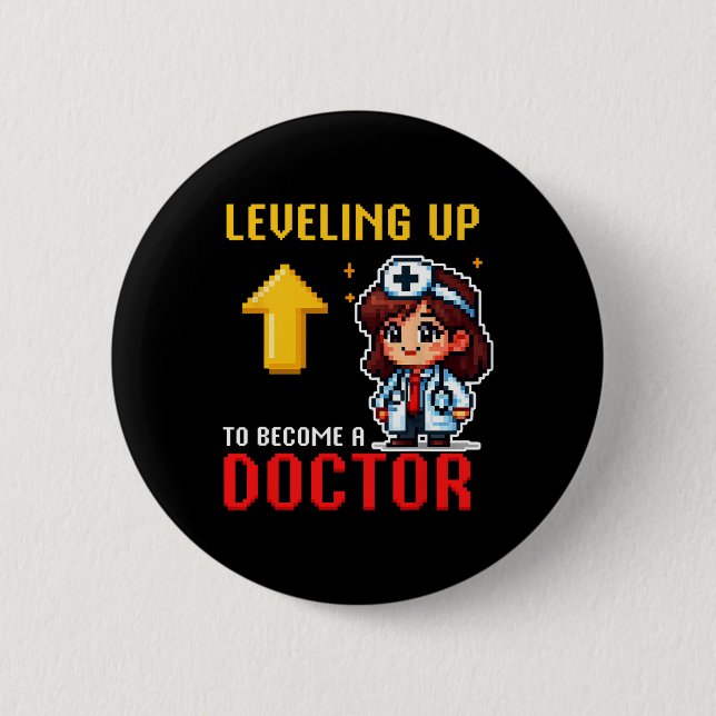 Ausbildung von Ärzten zur Schule Funny Gamer Girls Button (Vorderseite)