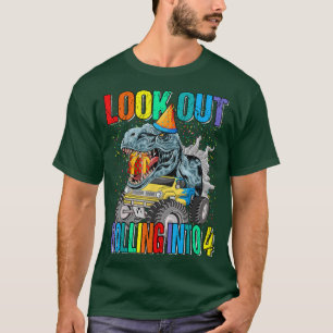 Ausblick auf die Einfahrt in 4 Monster Truck Dinos T-Shirt