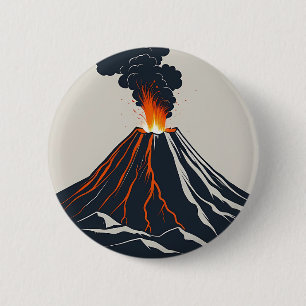 Ausbrechen des Vulkans Moderne Kunst Illustration Button