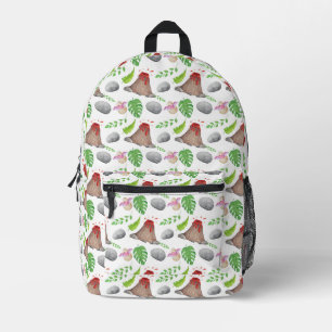 Ausbrechende Vulkane & Tropisches Blattmuster Bedruckter Rucksack