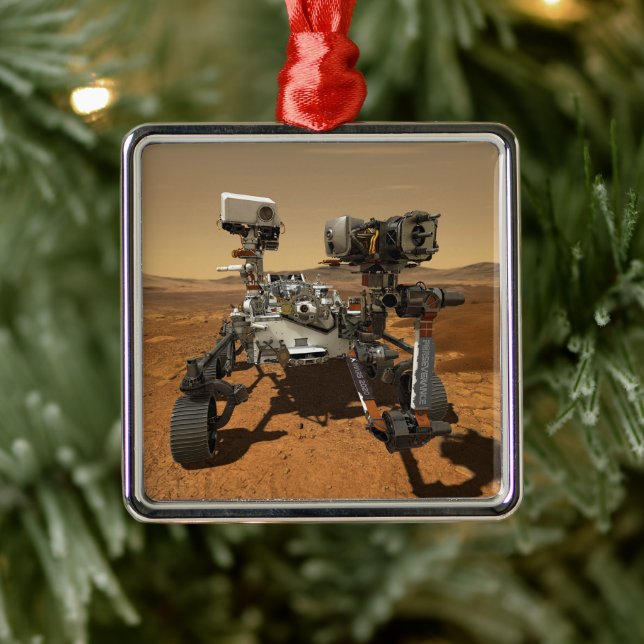Ausdauerrenderung auf der Oberfläche von Mars. Ornament Aus Metall (Baum)