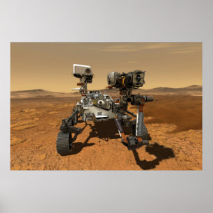 Ausdauerrenderung auf der Oberfläche von Mars. Poster