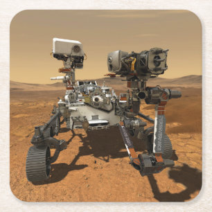 Ausdauerrenderung auf der Oberfläche von Mars. Rechteckiger Pappuntersetzer