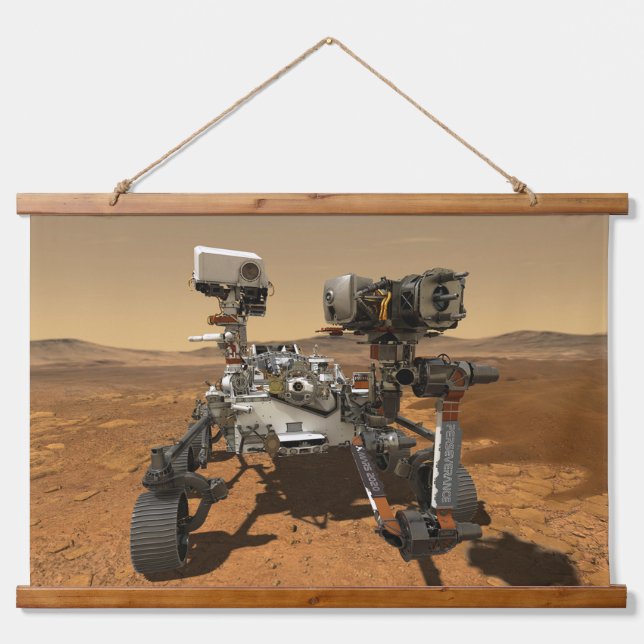 Ausdauerrenderung auf der Oberfläche von Mars. Wandteppich Mit Holzrahmen (Vorne)