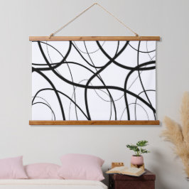 Ausdruck in Schwarz und Weiß Wandteppich Mit Holzrahmen