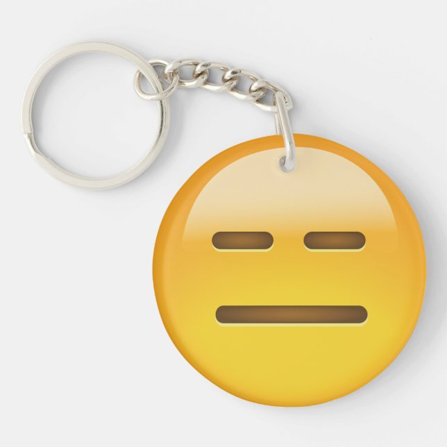 Ausdrucksloses Gesicht Emoji Schlüsselanhänger (Vorderseite)