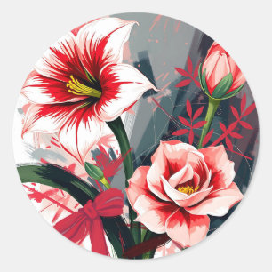 Ausdrucksstarke Abstrakte Kunst von Amaryllis und Runder Aufkleber