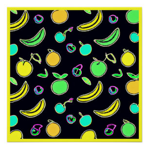 Ausdrucksstarke Fruchtsäfte Neon Artwork Poster