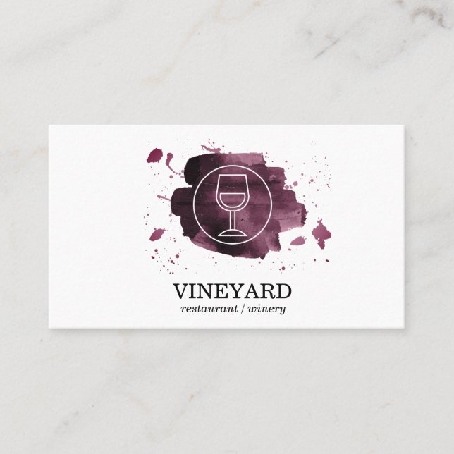 Ausdrucksvolle Pinselstriche Wine Glass Icon Line  Visitenkarte (Vorderseite)