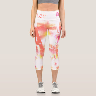 Auseinander gelegte Abstrakte Wiederholungsbezeich Capri Leggings