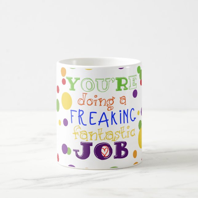 Ausflippender fantastischer Job - Ergänzungs-Tasse Kaffeetasse (Mittel)