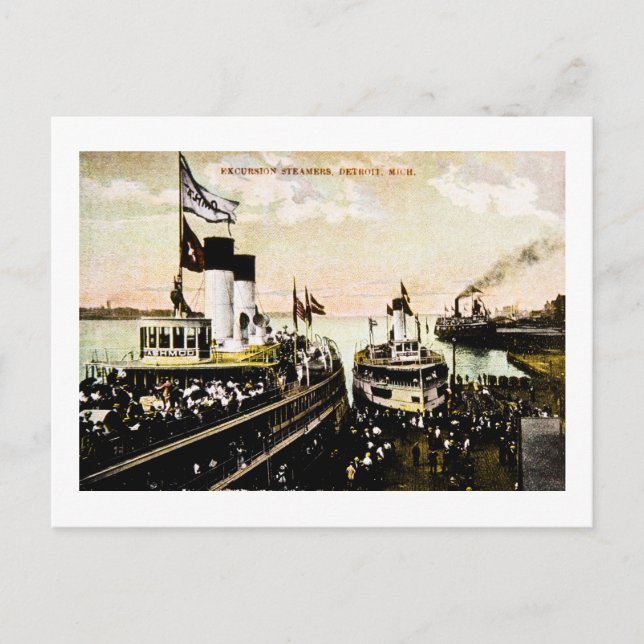 Ausflugsdampfer, Detroit, Michigan Postkarte (Vorderseite)