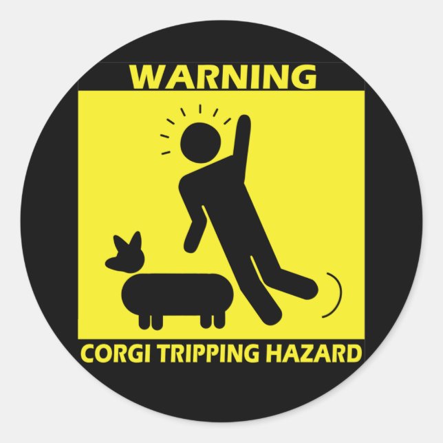 Ausflugsgefahr - Corgi Runder Aufkleber (Vorderseite)
