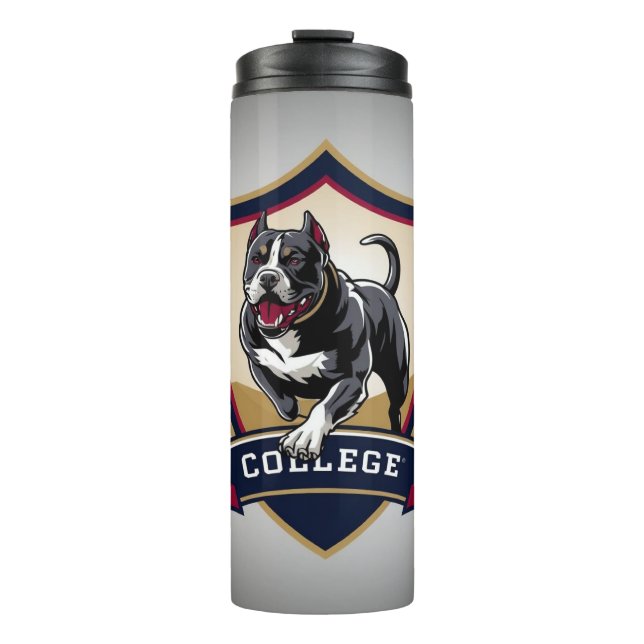 Ausführen des PitBull-Uni-Logos Thermosbecher (Vorderseite)