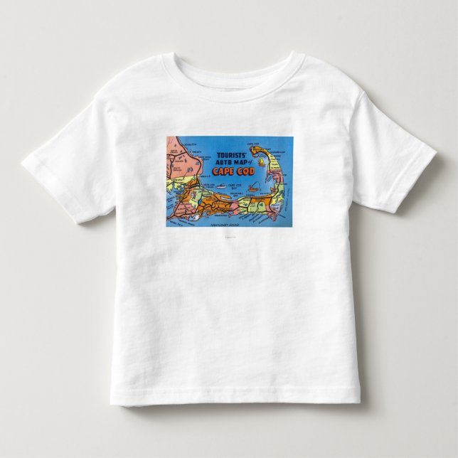 Ausführliche Auto-Karte von Cape Cod Kleinkind T-shirt (Vorderseite)