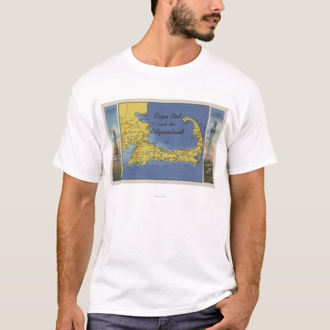 Ausführliche Karte des Pilgrimland T-Shirt (Vorderseite)