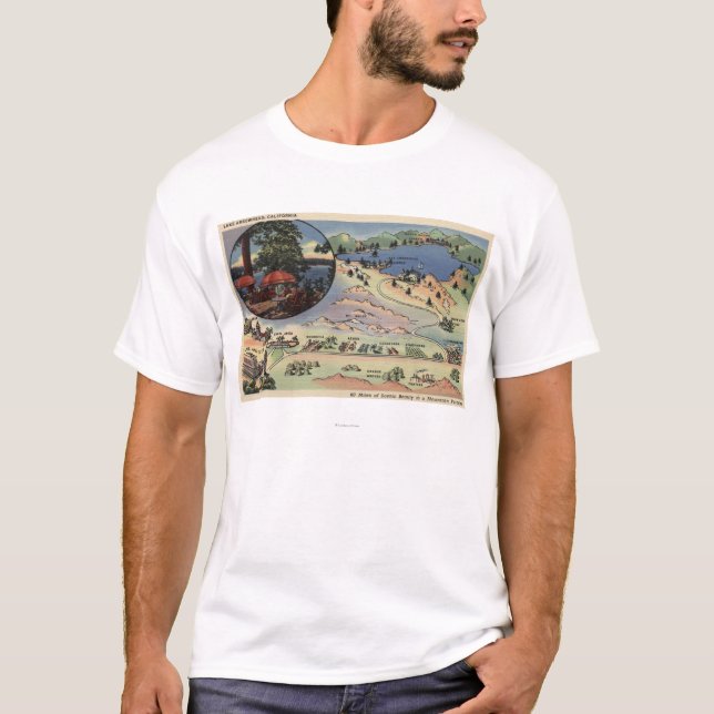 Ausführliche Karte vom LA zum See T-Shirt (Vorderseite)