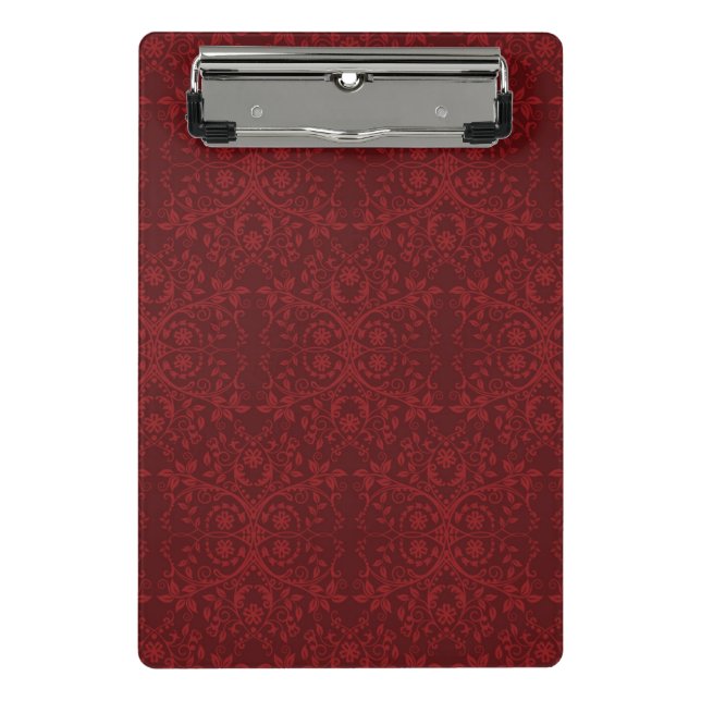Ausführliche rote Blumentapete Mini Klemmbrett (Vorderseite)