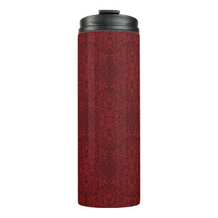 Ausführliche rote Blumentapete Thermosbecher